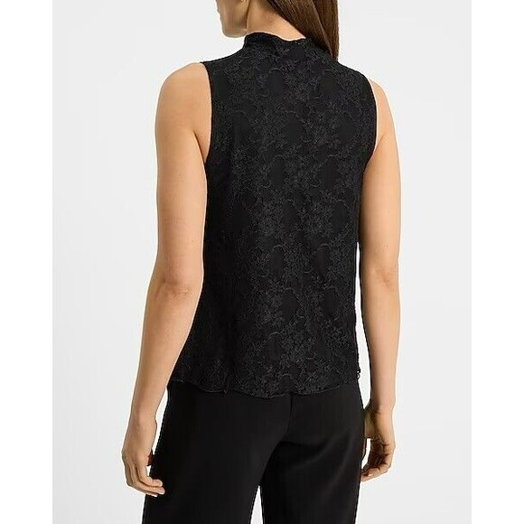 Express Women's Lace Mock Neck Tank Size M, Black - Picture 5 of 7